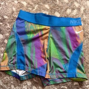 Nike Multicolor Athletic Shorts with Bright Blue Waistband